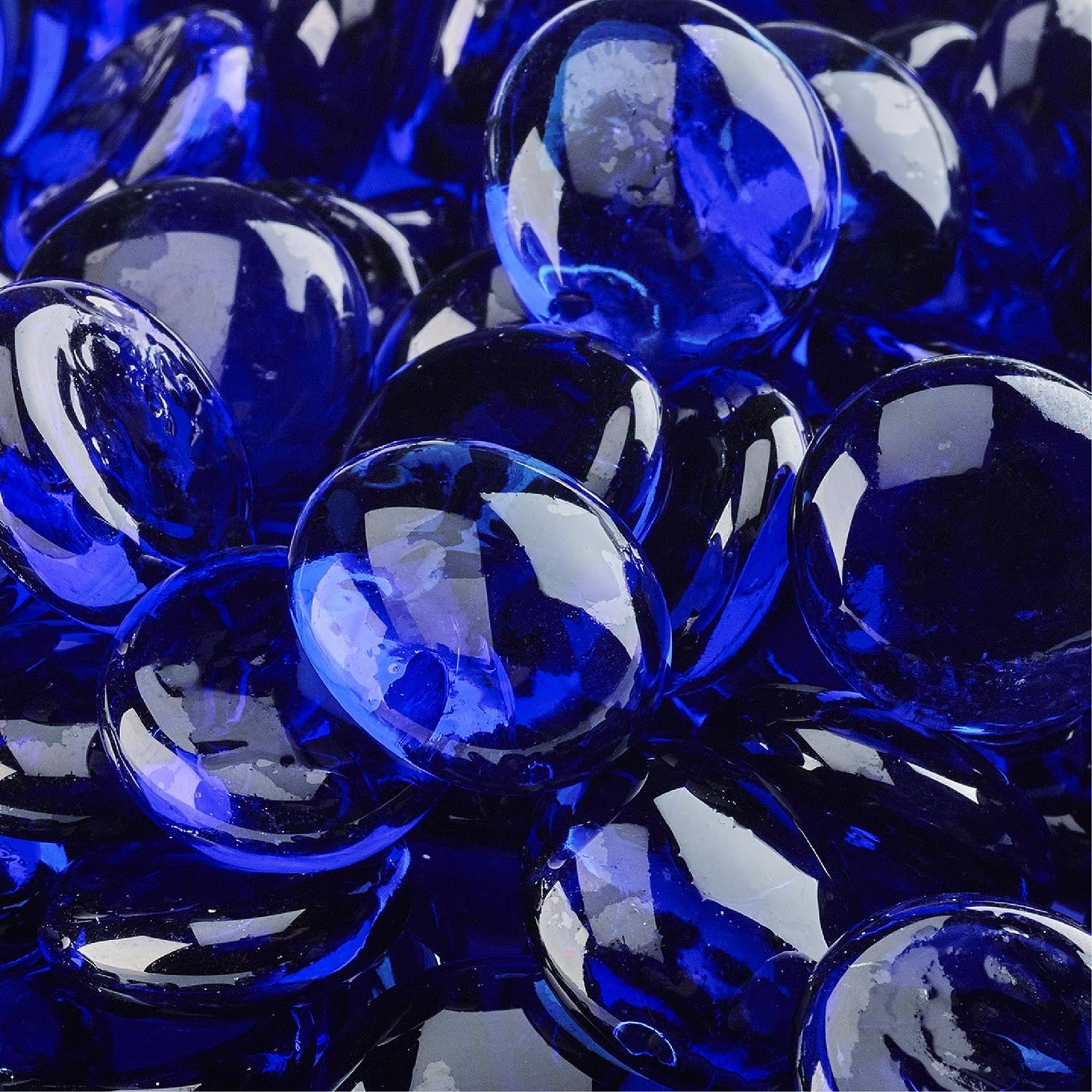 785bee5e4c3811249fbc0c2a34396aace5a46ab6d31dff55e4b2c9994639ccde.jpg 10 lbs. Deep Sea Blue Fire Glass Beads for Indoor and Outdoor Fire Pits or Fireplaces - Image 1