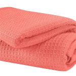 Glamburg 100% Cotton Thermal Blanket, Breathable Bed Blanket King size, Soft Waffle Blanket, King Blanket, All Season Cotton Blanket, Coral