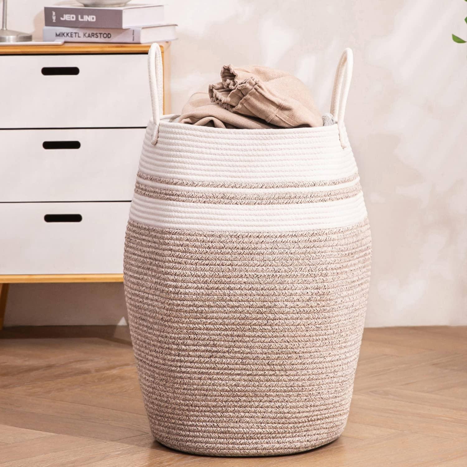 789c39b81376b66493ee0037dde7c2a5e814edc5b23374eb3b6d09d3035e2f1d.jpg 105L Extra Large Laundry Hamper Basket by Fiona's Magic, Woven Tall Clothes Hamper for Storage Blanket, Toys and Dirty Cothes in Bedroom and Living - Image 1