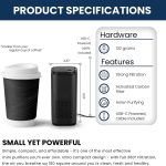Kiki Pure A1 Mini HEPA USB-C Powered Air Purifier. Ultra Portable (5.2in Tall, 6.7 Ounces), Ultra Quiet. Perfect for Travel, In-Car and Desktop