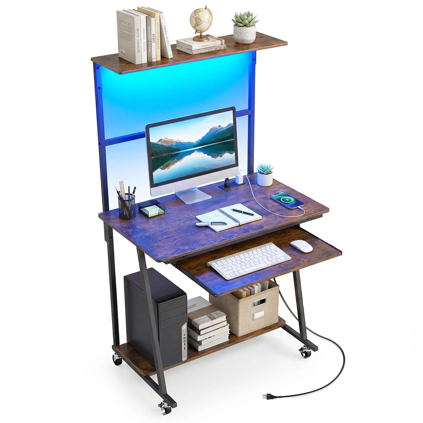 78d9c06b6906c1c5ceeebcdedfe061dbeb549e4fa3537981d595fbe7bd9c0df2.webp Tangkula Rolling Computer Desk Cart with Keyboard Tray & Charging Station - Image 1