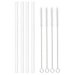 4 Pack Straws Replacement for Hydroflask Wide Mouth Bottle Straw Lid, 4 BPA-Free Straws and 4 Straw Cleaning Brushes