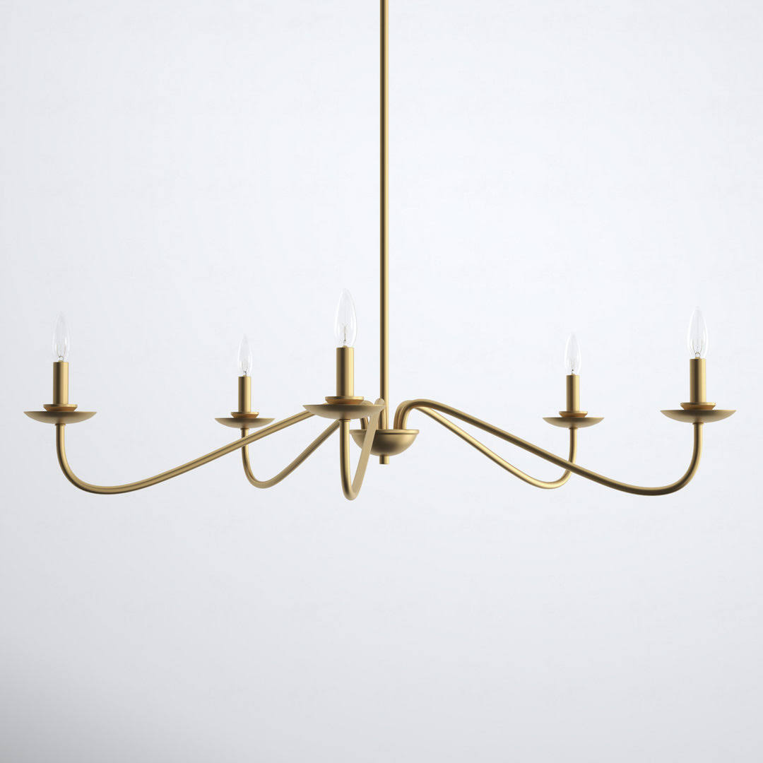 78f1814141143640e9bcd1f598411535cab666cfe77e1c1112888f6c3eb11b22.jpg Abigeal 5 - Light Candle Style Classic Chandelier Birch Lane Finish: Natural Brass - Image 1