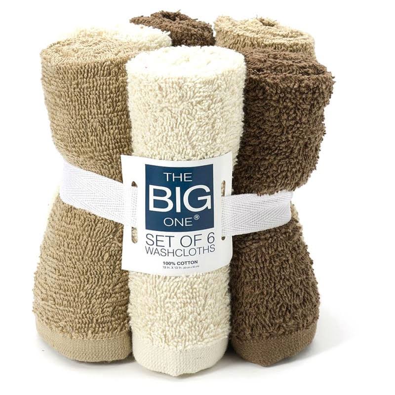 78fbf3cce1285fb575df766778e0a4693731dc98ce086f179f8e49de9792dac1.jpg The Big One 6-Pack Solid Washcloths (Linen) - Image 1