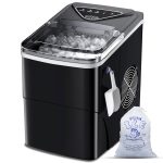 FZF Ice Makers Countertop, Self-Cleaning Function, Portable Electric Ice Cube Maker Machine, 9 Pellet Ice Ready in 6 Mins, 26lbs 24hrs with Ice Bags