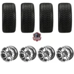 12" Warlock Gun Metal Golf Cart Wheels and Tires Combo (215/35 - 12) Set of 4