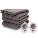 Mainstays Soft Fleece Electric Heated Blanket, Gray, Queen, 84 inch x 90 inch, 2 Controllers, All Ages
