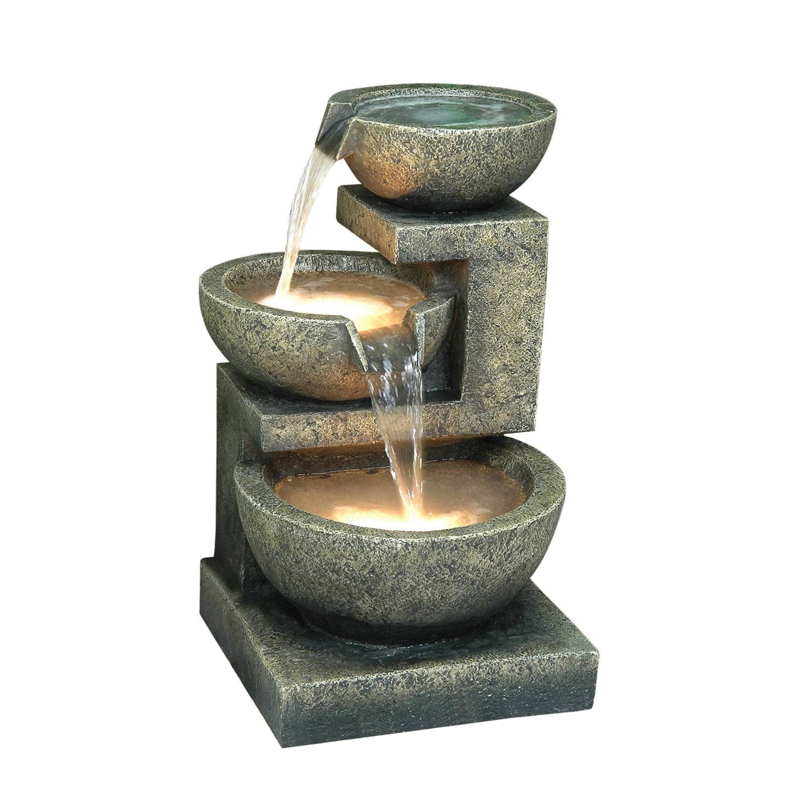 793bdd4e5c4fad0b652573c816f7a97b2ed0cf2c57746c75491d2a9b8a34fdf2.jpg Hi-Line Gift 3-Bowl Fountain with 2 Lights - Image 1