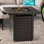 Mainstays 28" Square 50000 BTU Propane Gas Fire Pit Table with Lava Rocks Metal Lid and Protective Cover