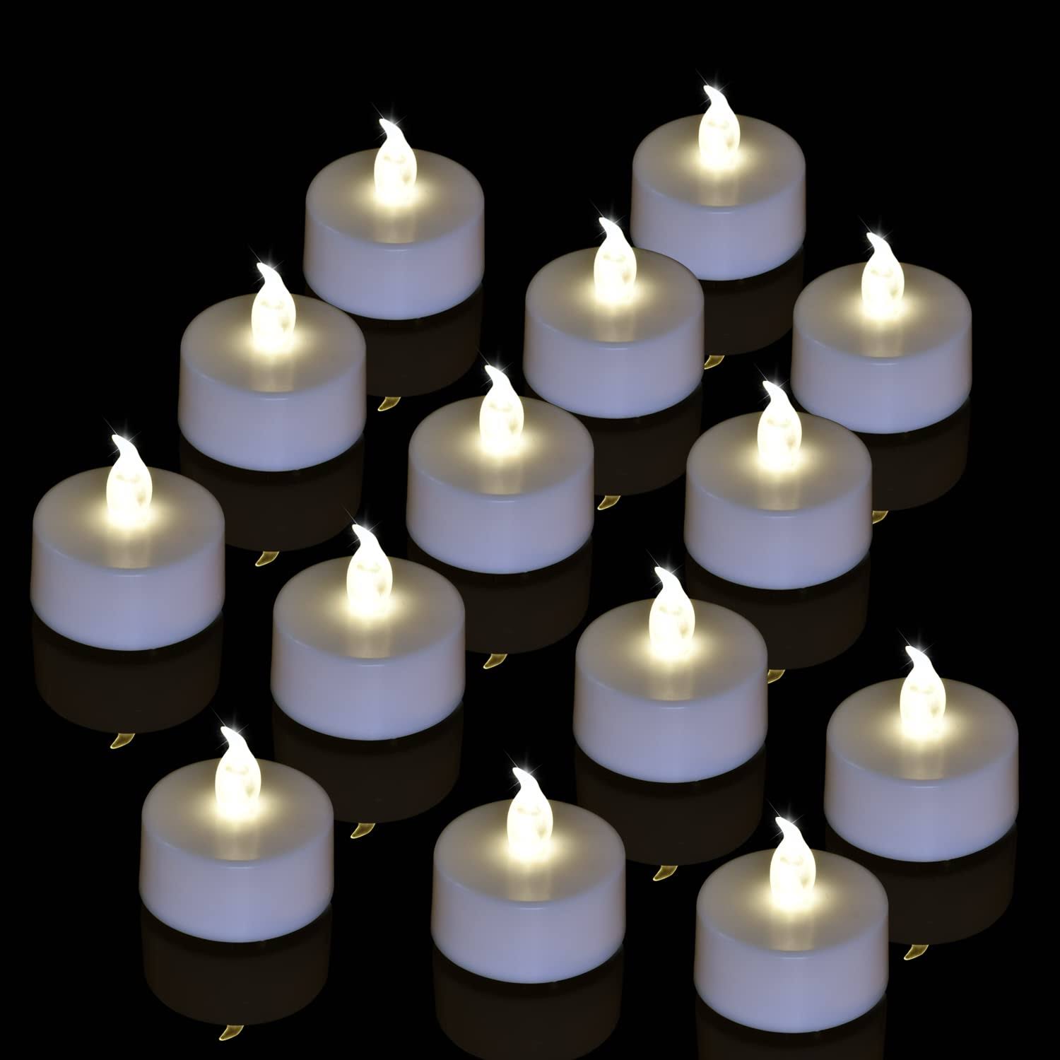 794fb30ad8a0303f512282640cd0e8af427438551676f38821c73f38c37ccfc2.jpg Brigle LED Tea Lights, Battery-Powered Tea Lights Flameless Candles Warm White 24 Pack Wedding Lights for Home Decoration, Christmas, Birthday Party - Image 1