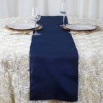 Efavormart Navy Blue Premium Polyester Table Top Runner for Weddings Birthday Party Banquets Decor Fit Rectangle and Round Table