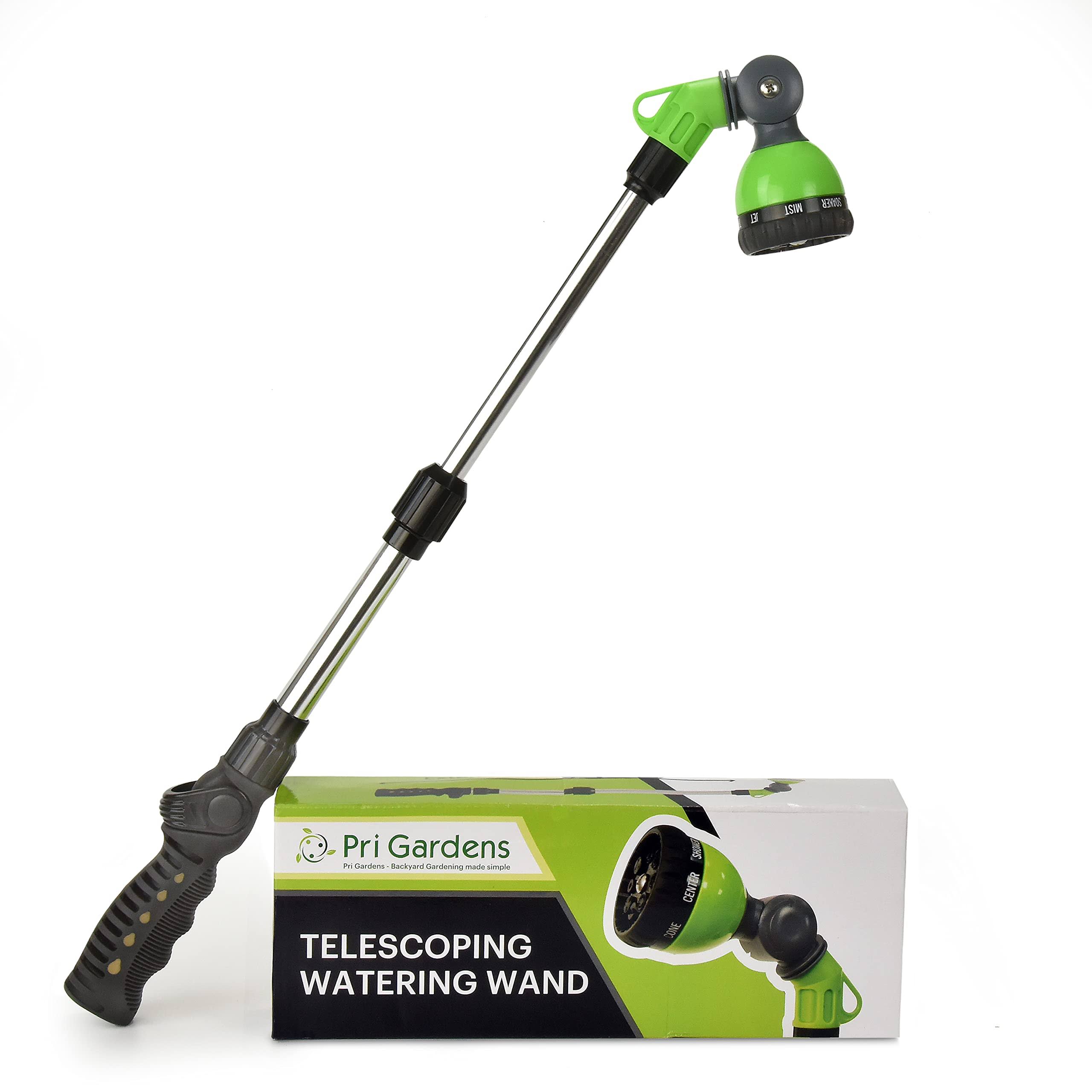 79a62812849ea9b5bd5e20de663e082e60ec7f36490eb52b1d60bbc04ae7134c.jpg Watering Wand 18"- 24", Zinc Alloy Handle, Stainless Steel Tube, Ratcheting Head, Thumb Control and Soft Handle. - Image 1