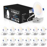 VOLISUN 12 Pack 4 inch Recessed Lighting, 5CCT LED Recessed Light with Junction Box, 2700K-5000K Selectable, 9.5W Eqv 80W, 810LM Dimmable Canless