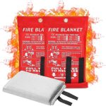 Lancryen 2023 Emergency Fire Blanket, 2 Pack Fire Extinguisher Blanket, Fire Suppression Blanket, Flame Retardant Blanket Fire Safety Blanket for Home
