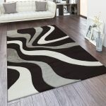 Paco Home Designer Area Rug with Contour Cut and Modern Wave Pattern 2' x 3'7 inch - Grey-black, Size: 2' x 3'7 - Grey-Black