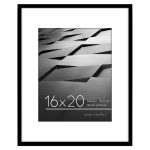 Americanflat 16x20 Picture Frame in Black - Thin Border 11x14 Picture Frame with Mat or 16x20 Frame Without Mat - Polished Plexiglass - Horizontal