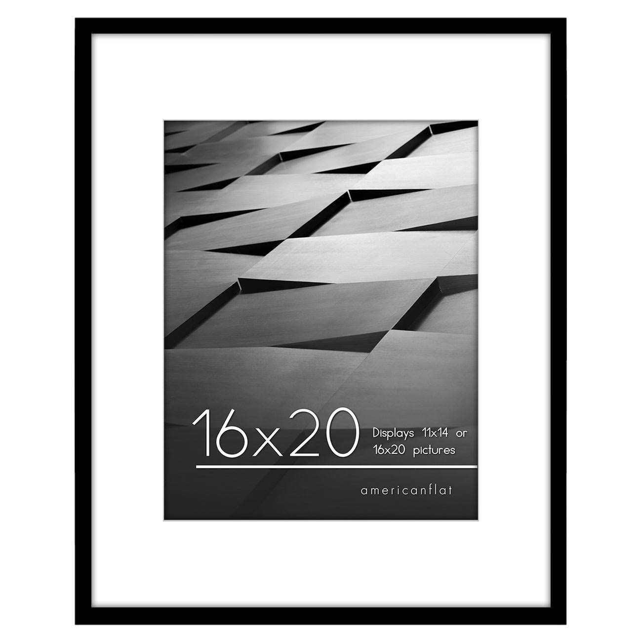 79f4646b2ba20f929bf588f18c9c674040dbf97845d2ddc0c5d292b39b4f253c.jpg Americanflat 16x20 Picture Frame in Black - Thin Border 11x14 Picture Frame with Mat or 16x20 Frame Without Mat - Polished Plexiglass - Horizontal - Image 1