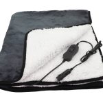 Goodyear 12 Volt Heated Blanket, Reversible Plush/Sherpa, Assembled Product Dimensions 55 x 39, 2lbs, Gray
