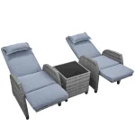 AECOJOY Outdoor Rattan Two-person Combination with Coffee Table, Adjustable, Suitable For Courtyard, Swimming Pool, Balcony