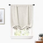 DriftAway Blackout Linen Textured Solid Basic Room Darkening Thermal Insulated Tie Up Adjustable Balloon Rod Pocket Curtain for Small Window 25 inch