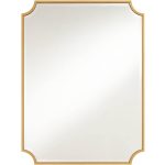 Noble Park Jacinda Rectangular Vanity Decorative Wall Mirror Modern Beveled Rounded Cut Edge Gold Frame 30" Wide for Bathroom Bedroom Living Room