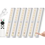 Remote Control Under Cabinet Lighting Wireless 6 Pack 20-LED Dimmable Closet Lights Rechargeable Under Counter Light Stick on Touch Night Light