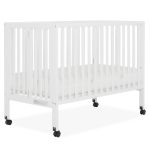 Dream on Me Quinn Full - Size Folding Crib. Removable Wheels. Modern Nursey. Adjustable Mattress Support. Patent Folding System in White