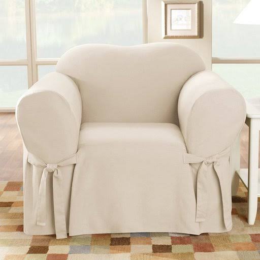 7ae60cbccac75bc0a4d4a5a31b50d8fe120d0111e2a9ff8fe9a44b71d395c0bb.jpg Sure Fit Cotton Duck Chair Slipcover, Natural - Image 1