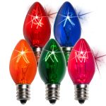 Kringle Traditions C7 Twinkle Transparent Bulbs, Transparent Multicolor, Set of 25
