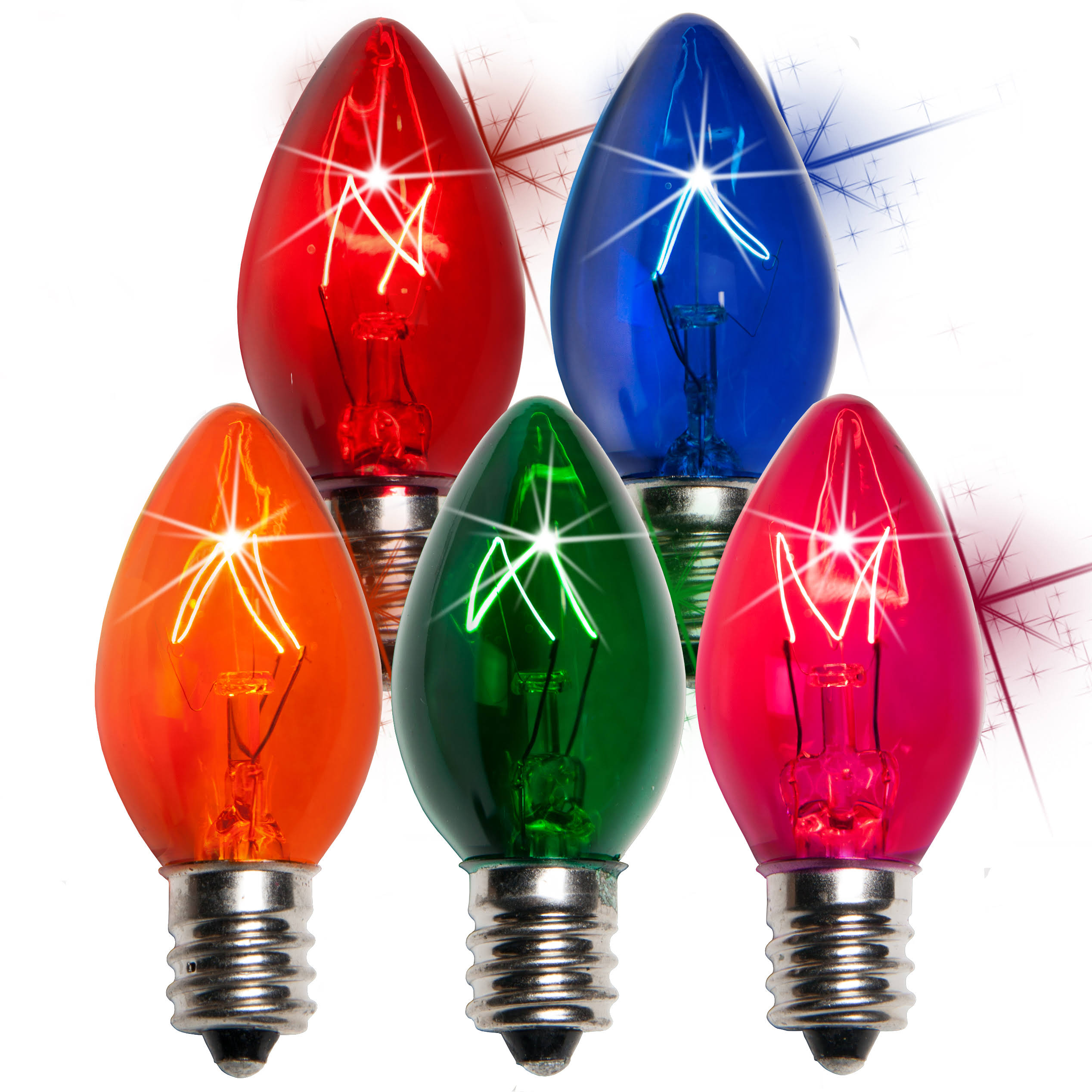 7ae99c8775e104446eb61cc346b115e26f20a14d88057a5484658fcd55cdbf40.jpg Kringle Traditions C7 Twinkle Transparent Bulbs, Transparent Multicolor, Set of 25 - Image 1