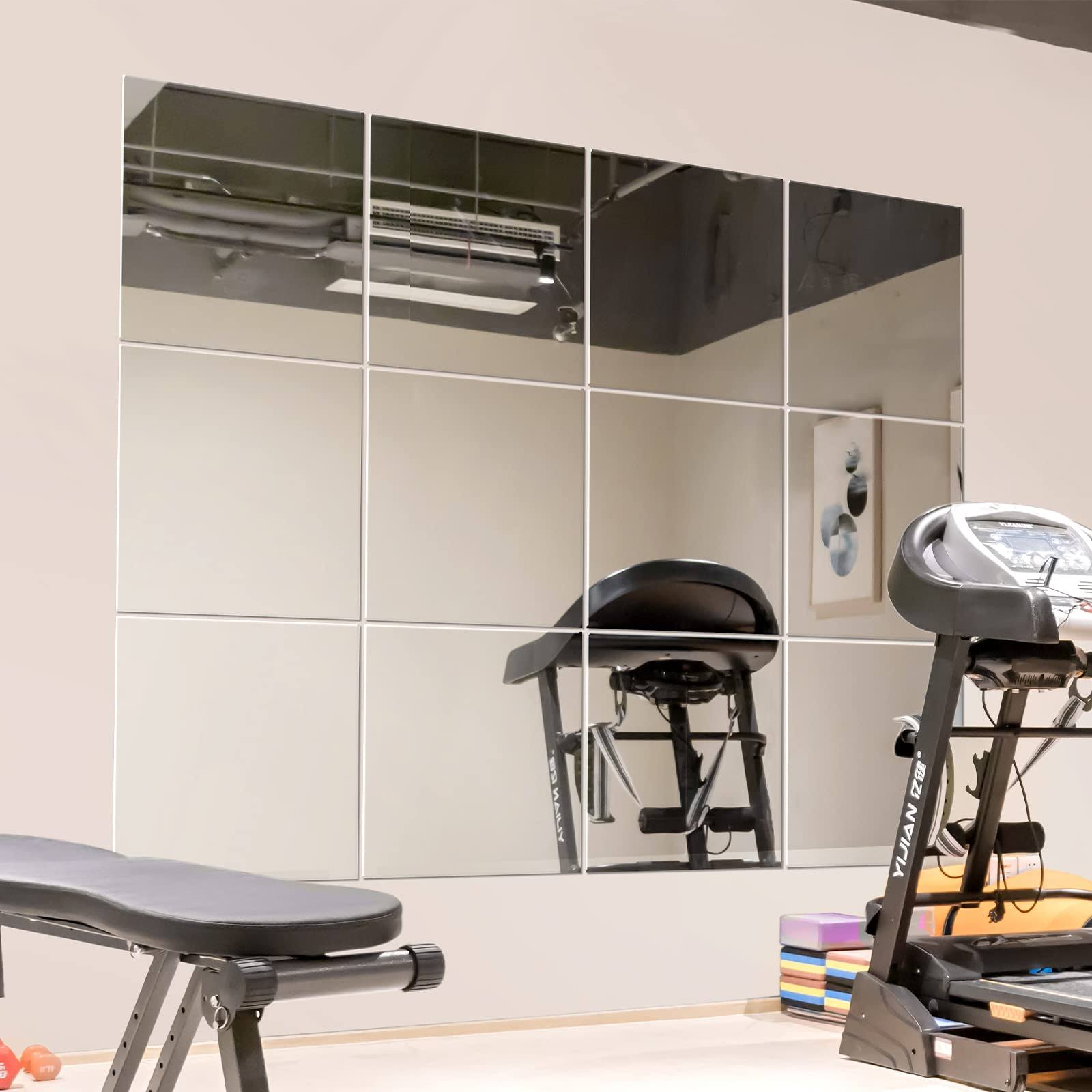 7b061e851a96d2db475c4eabee5e6eed8306ed805be7d1cf50642e6fbdae724a.jpg Murrey Home Gym Mirrors 12" Square Wall Mounted Mirror, Frameless Mirror Tiles for Wall Ceiling Candle Tray Wedding Centerpieces for Table, Set of - Image 1