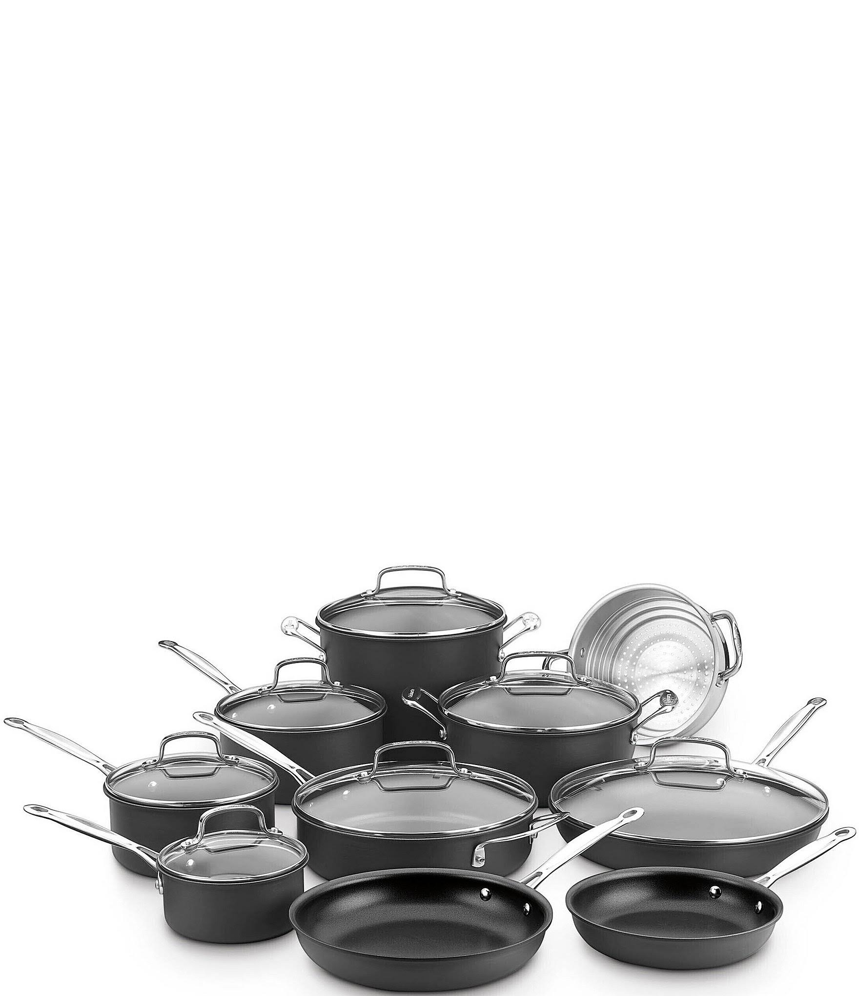 7b2449ab171a2cbe8fad02de52967aa60a490d929b101fd3b1428a9c3d3bd335.jpg Cuisinart Chef's Classic Hard Anodized 17 Piece Cookware Set - Image 1