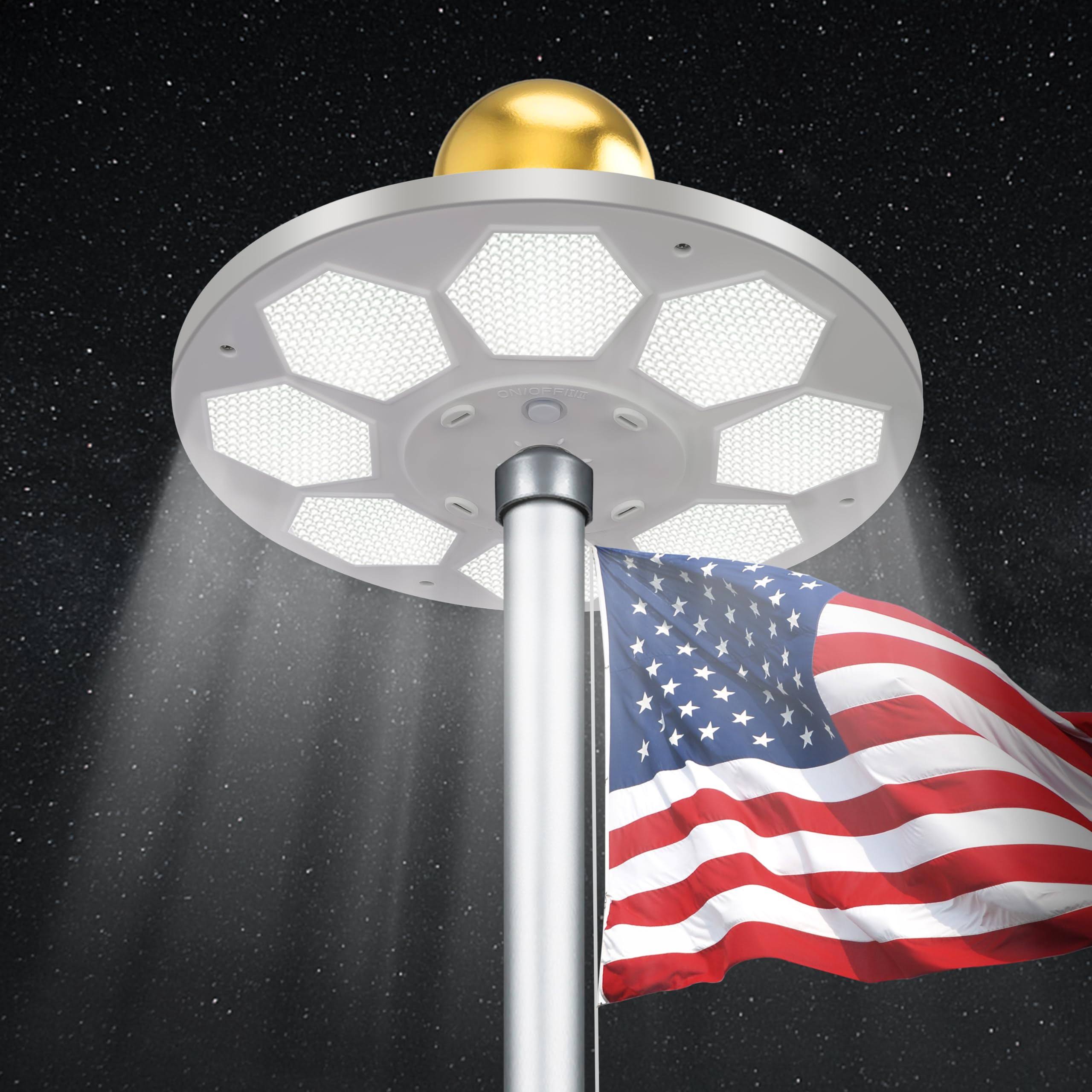 7b4174fd89c4d823193b4ea4aab85a13d0ce6789c2e3b81f06ba532d8c4e4b26.jpg PPQ Solar Flagpole LED Light,New 160 LED Ultra Bright Flag Pole Light for 15-25 ft Poles,Solar Powered Waterproof Lighting On Outdoor Pole Top,10 - Image 1