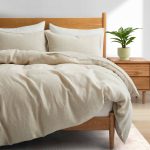 100% Premium Flax Linen Duvet Cover Set with Pillowcases Breathable Moisture Wicking, Full/Queen / Cream