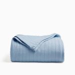 Truly Soft Organic Channel Stitch Blanket - Full/Queen - Light Blue