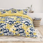 Home Collection Premium Ultra Soft Boho Flower Reversible Duvet Cover Set - Yellow - King