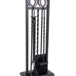 Panacea 5-Pc. Fireplace Tool Set Modern Twist Antique Iron Steel 15094