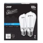 Feit ST19 E26 (Medium) Filament LED Bulb Daylight 100 Watt Equivalence - 2 Pk