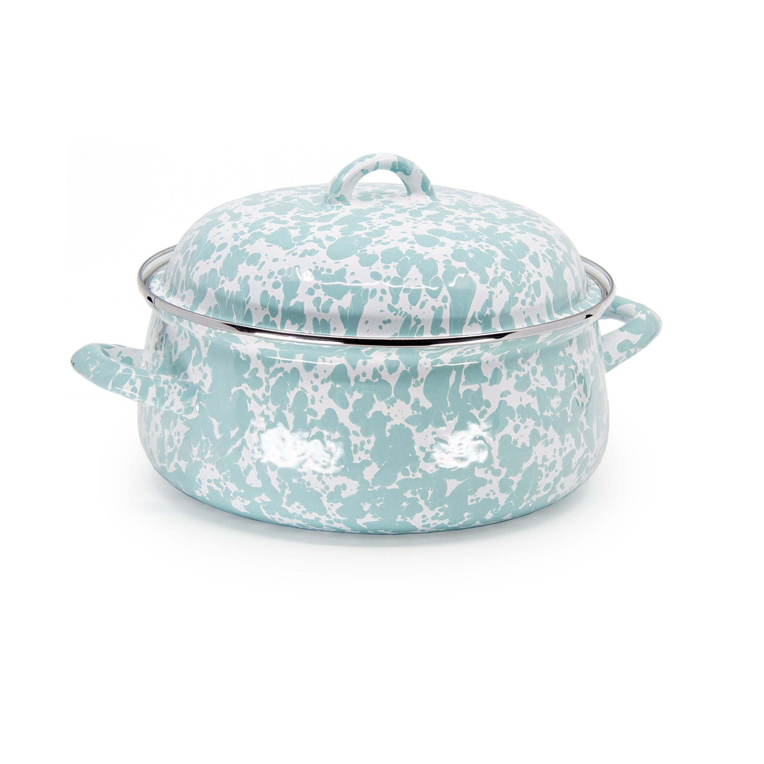 7bcd69bc47a2f67d0b4baff310dc687bdb6edea424640780d179e2b680f761ae.jpg Golden Rabbit Sea Glass Enamelware Dutch Oven - Image 1