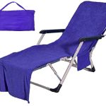 VOCOOL Chaise Lounge Pool Chair Cover Beach Towel Fitted Elastic Pocket Won't Slide (Dark Blue)