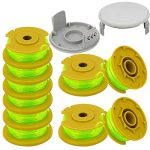 YHLFOOZ 11ft 0.080" Replacement Trimmer Spool for Ryobi One Plus Ac80rl3 18V 24V 40V with AC14HCA String Trimmer Cap Covers
