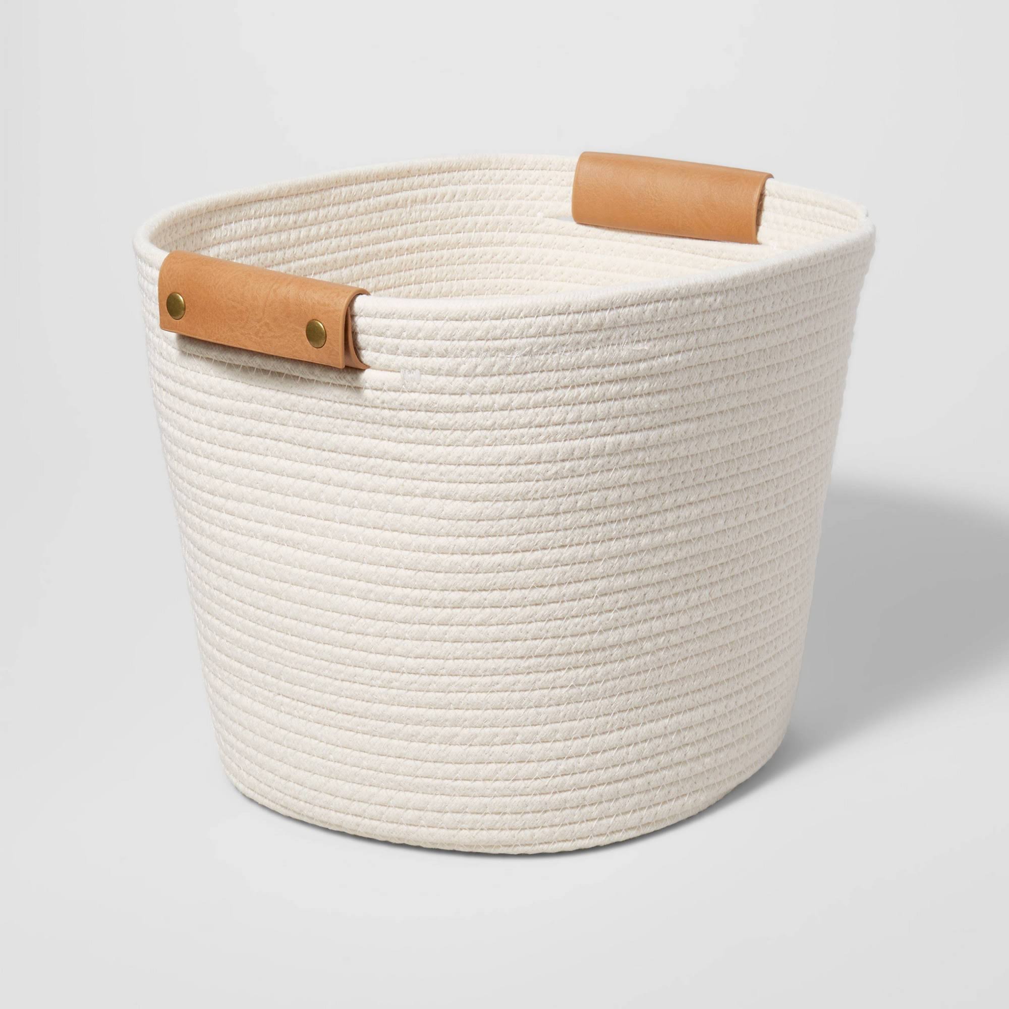 7c290b5c53959f903a92af4ca77a9e5d72a3d6e947c6fddc6f490246e1dd451b.jpg Threshold 13" Square Base Tapered Basket, Cream - Image 1