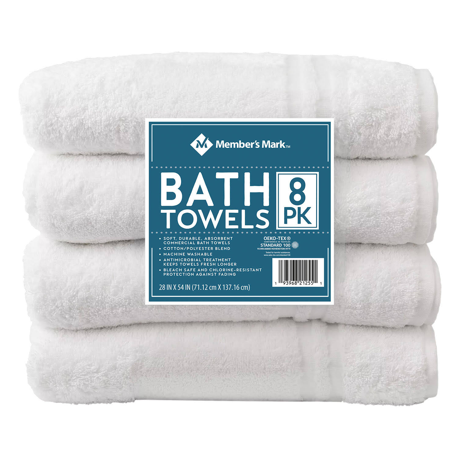 7c37f133bd6da47ebbbc8014bda02911b0052c5f3dd417ff28f7649efb2b698e.jpg Member's Mark Commercial Hospitality Bath Towels, White (8 Count) - Image 1