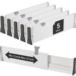 RUBOXA Adjustable Tall Drawer Dividers, [5 Pack] Adjusting Length from 11 inch - 17 inch, Drawer Organizers for Clothes, Locks in PL