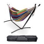 Two Person Hammock with Stand - Caribbean Rainbow - Backyard Expressions