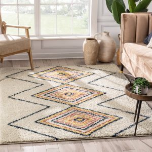 Well Woven Gigi Crew Modern Kids Shag Moroccan Ivory Thick 3'11" x 5'3" Area Rug