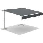 AECOJOY Free Standing Retractable Awning, 13'x10' Patio Awnings Outdoor Manual Sun Shade Shelter, Dark Grey