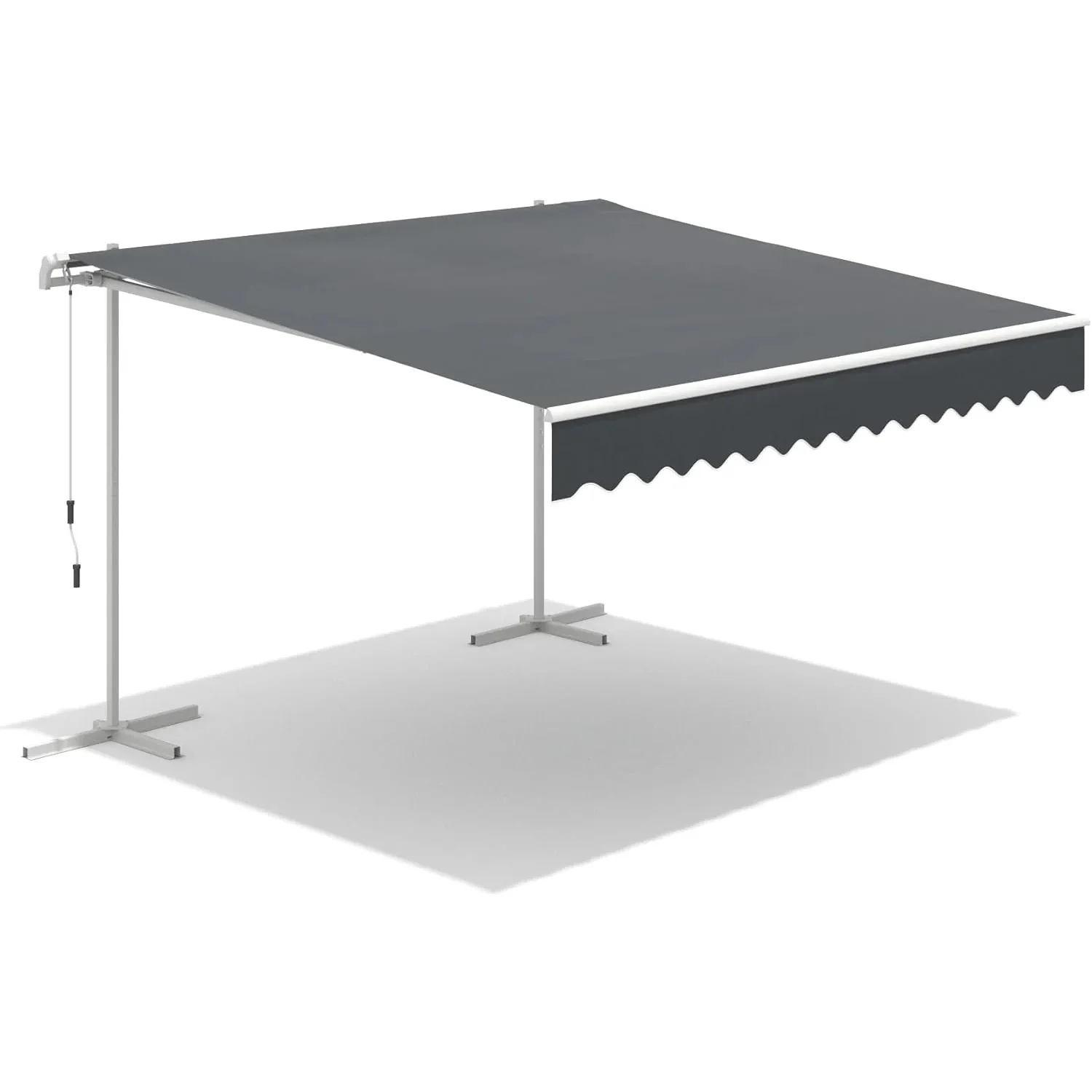 7cc92075b4e1b23c6eb6fe922829608339f80bfc907572efafb6d5c5f5a5e27a.webp AECOJOY Free Standing Retractable Awning, 13'x10' Patio Awnings Outdoor Manual Sun Shade Shelter, Dark Grey - Image 1
