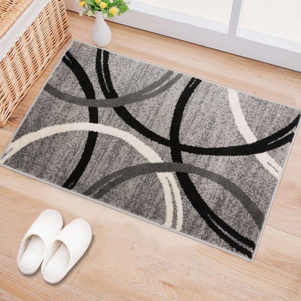 7cdbd7967a8c7110f746b45c62ff325c8b83e85517b91528080057b3ad7b06ec.jpg Devonshire Abstract Gray Area Rug Ebern Designs Rug Size: Rectangle 2' x 3' - Image 1