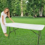 moty Tablecloth for Folding Table -Fitted Rectangular Table Cloth Plastic Vinyl Backed with Elastic Rim- for Christmas|Parties, Picni